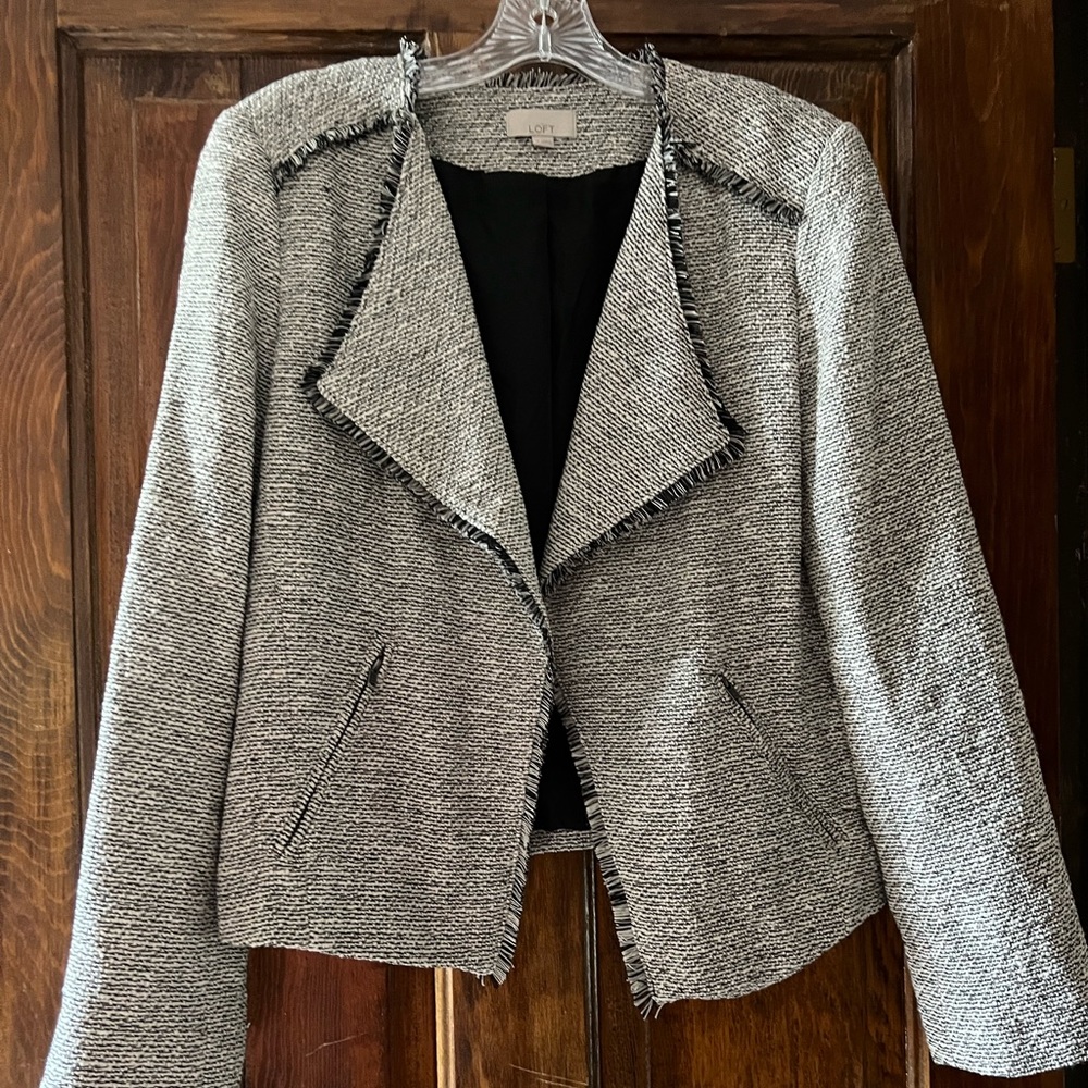 Loft black and white cropped jacket